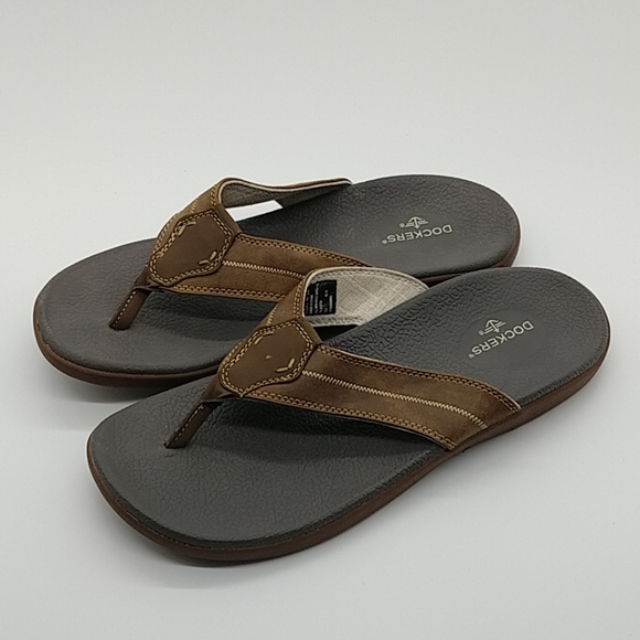 Dockers mens brown flip flops size 9 - Picture 2 of 4